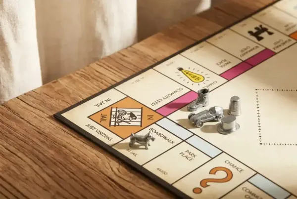 Monopoly rules jail corner board showing Go to Jail space and Jail area